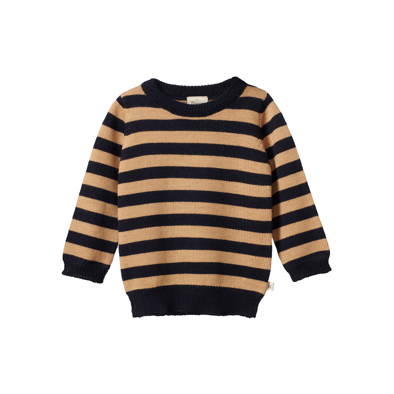 Nature Baby - Merino Knit Pullover / Navy/Caramel Stripe