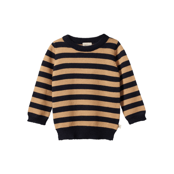 Nature Baby - Merino Knit Pullover / Navy/Caramel Stripe