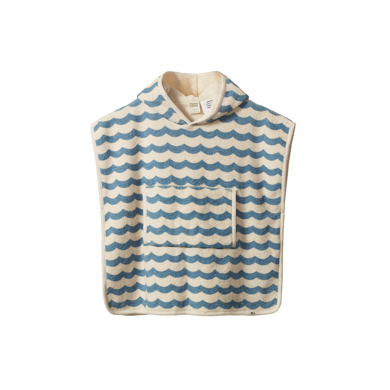 Nature Baby - Organic Cotton Poncho Towel / Waves Print