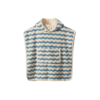 Nature Baby - Organic Cotton Poncho Towel / Waves Print