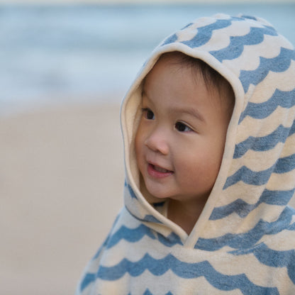 Nature Baby - Organic Cotton Poncho Towel / Waves Print