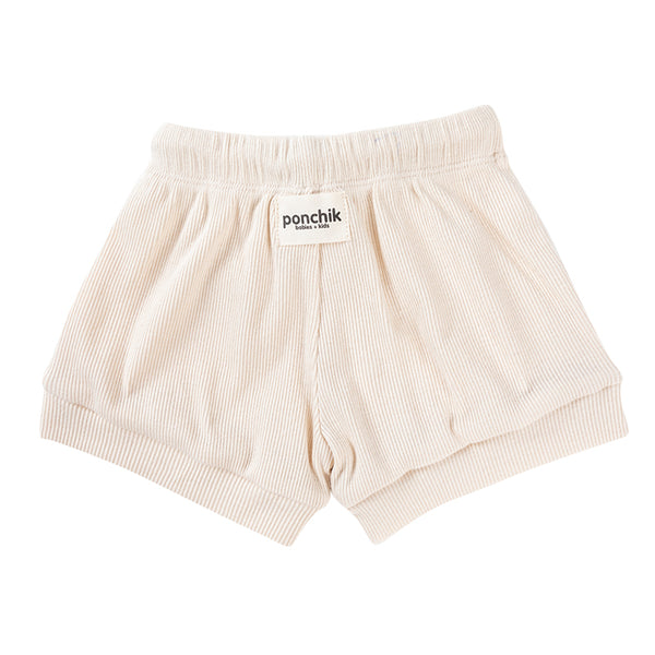 ponchik babies + kids - ribbed cotton shorts / Wheat