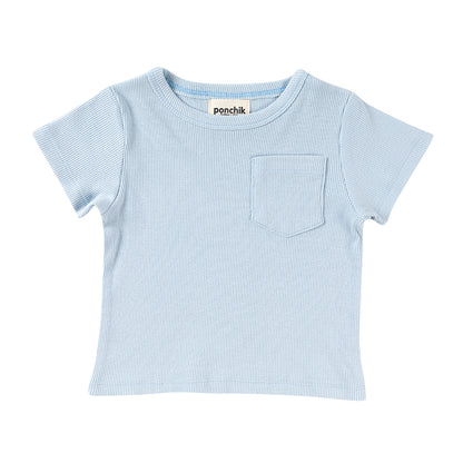 ponchik babies + kids - Ribbed cotton t shirt / Ocean