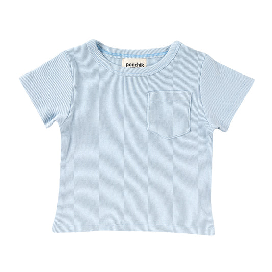 ponchik babies + kids - Ribbed cotton t shirt / Ocean