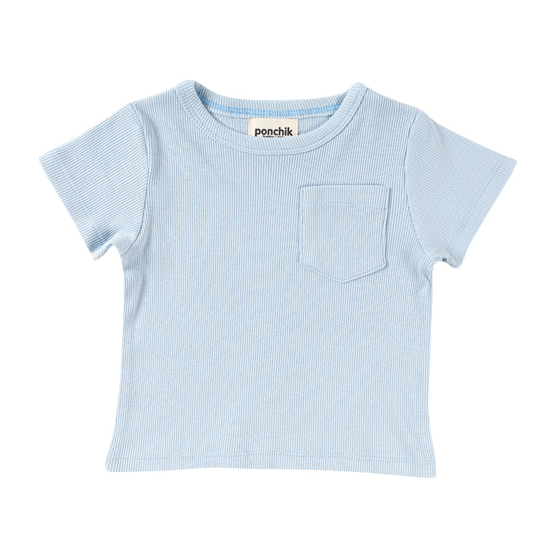 ponchik babies + kids - Ribbed cotton t shirt / Ocean
