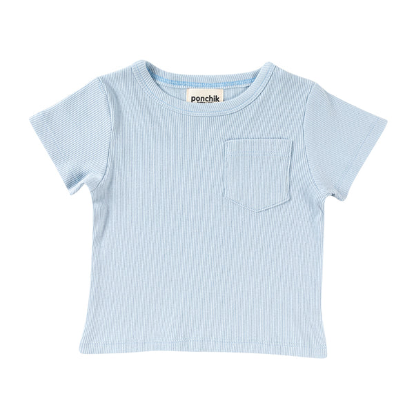 ponchik babies + kids - Ribbed cotton t shirt / Ocean