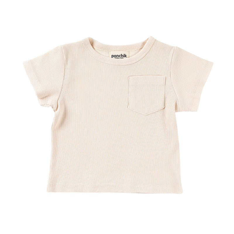 ponchik babies + kids - Ribbed cotton Tshirt /wheat