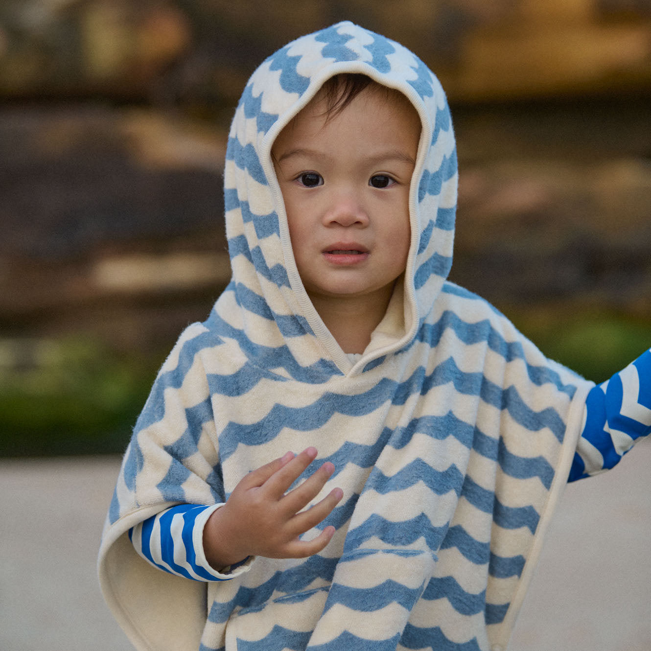 Nature Baby - Organic Cotton Poncho Towel / Waves Print