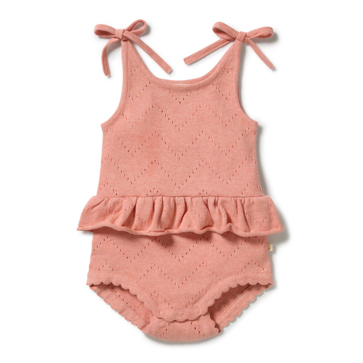 Wilson + Frenchy - Organic Knitted Pointelle Playsuit / Petal Pink