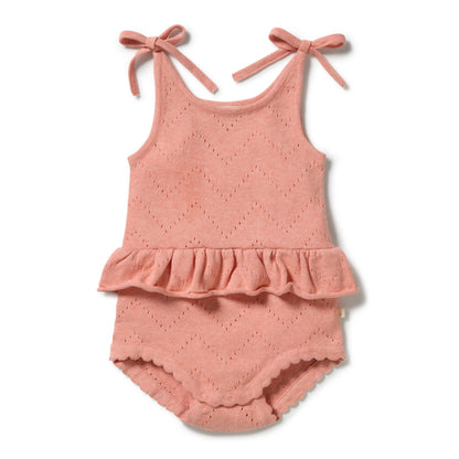 Wilson + Frenchy - Organic Knitted Pointelle Playsuit / Petal Pink