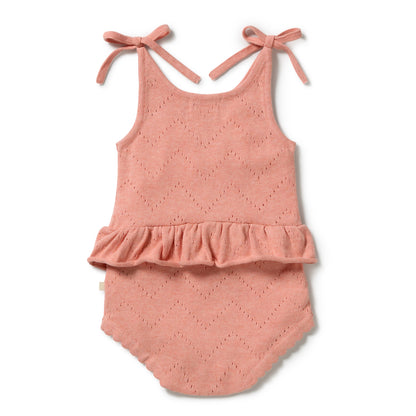 Wilson + Frenchy - Organic Knitted Pointelle Playsuit / Petal Pink
