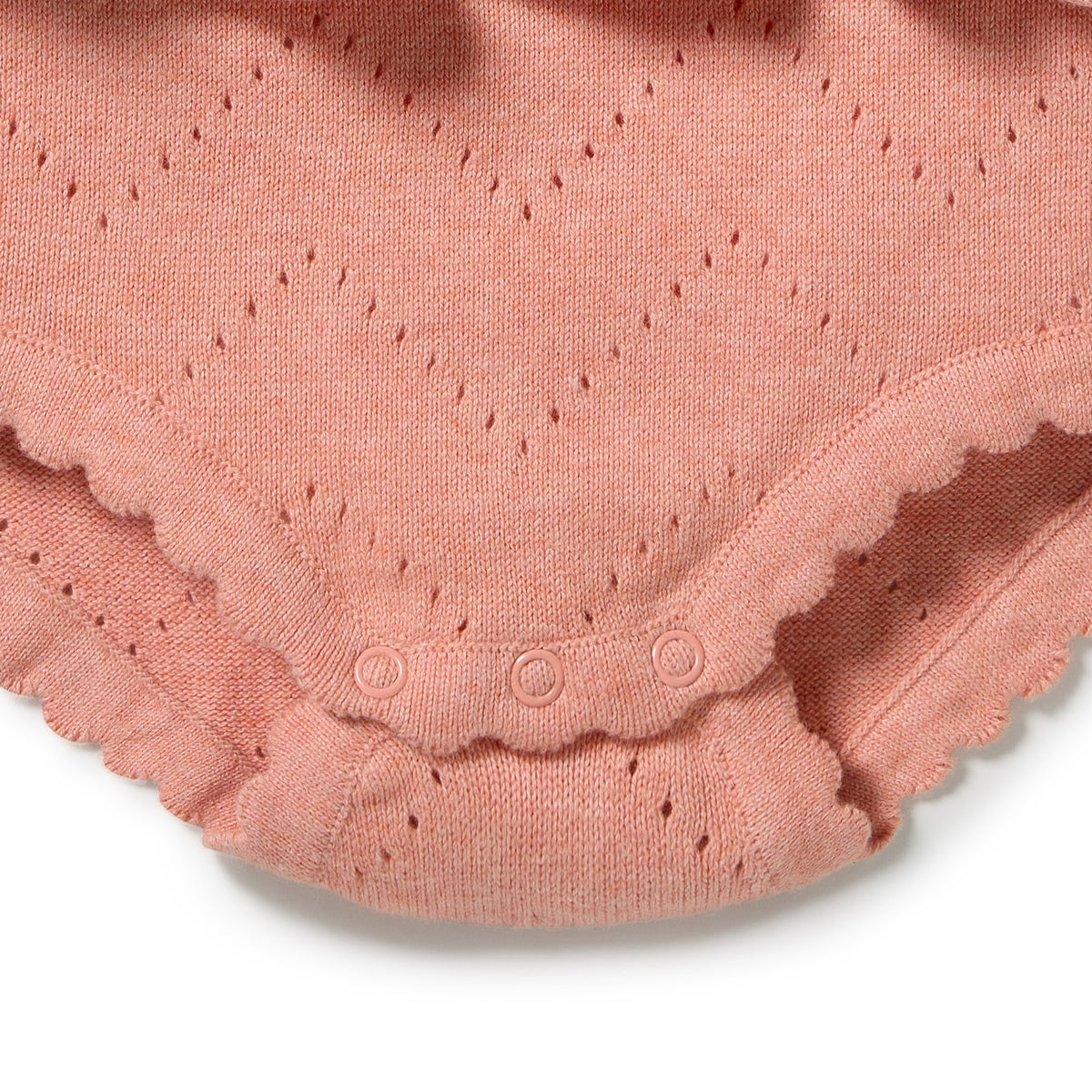 Wilson + Frenchy - Organic Knitted Pointelle Playsuit / Petal Pink