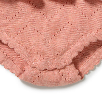 Wilson + Frenchy - Organic Knitted Pointelle Playsuit / Petal Pink