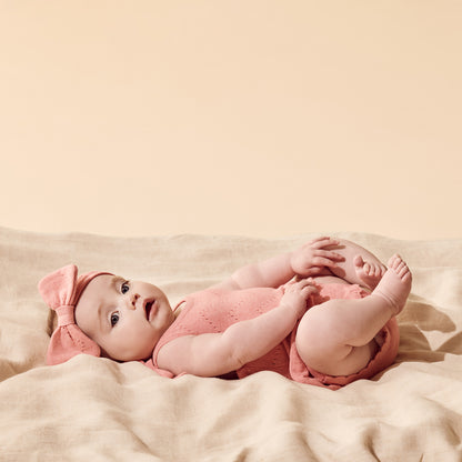 Wilson + Frenchy - Organic Knitted Pointelle Playsuit / Petal Pink