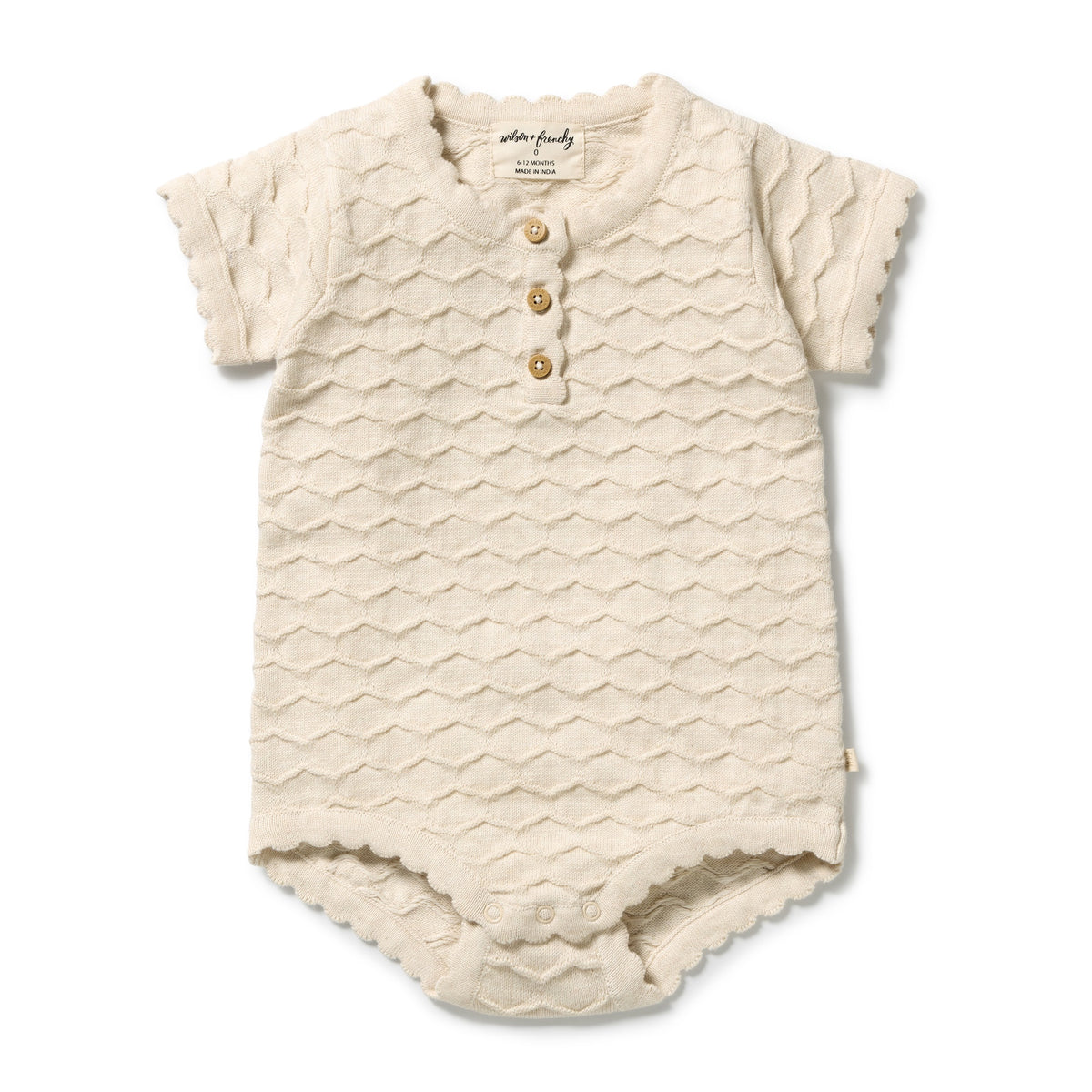 Wilson + Frenchy - Organic Knitted Chevron Bodysuit / Milk Cloud