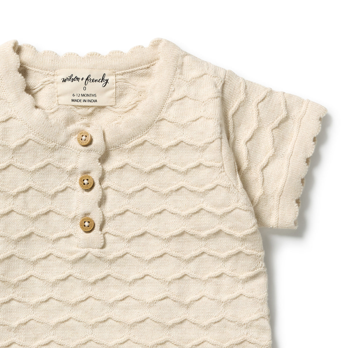 Wilson + Frenchy - Organic Knitted Chevron Bodysuit / Milk Cloud