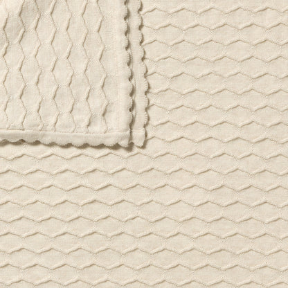 Wilson + Frenchy - Organic Knitted Chevron Blanket / Milk Cloud