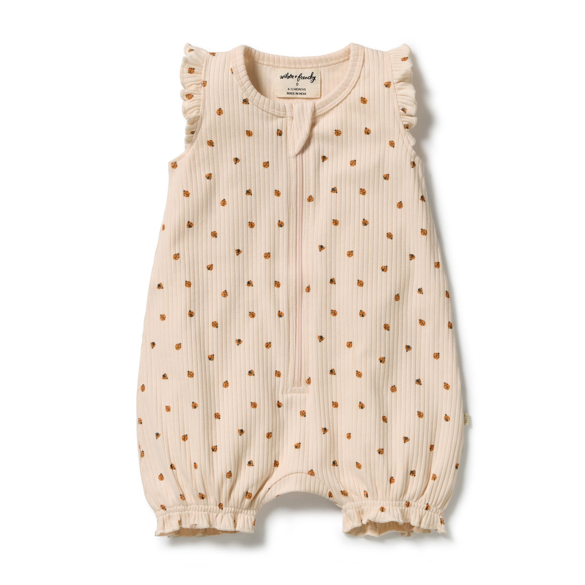Wilson + Frenchy - Organic Ruffle Zipsuit / Little Lady Bugs