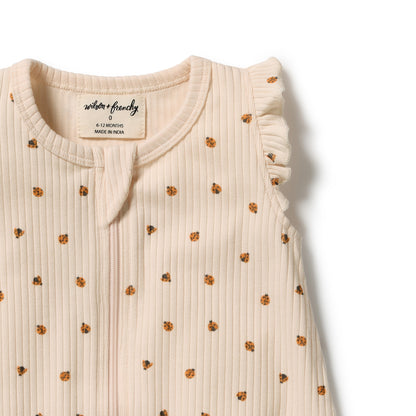 Wilson + Frenchy - Organic Ruffle Zipsuit / Little Lady Bugs