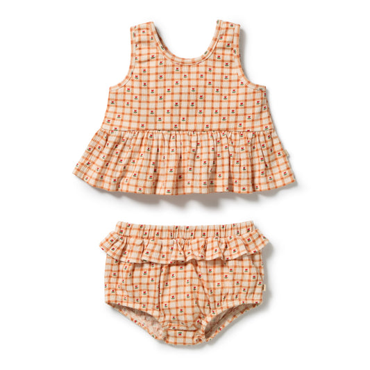 Wilson + Frenchy - Organic Crinkle Ruffle Set / Checkerberry