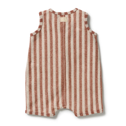 Wilson + Frenchy - Organic Terry Growsuit / Cherry Cola Stripe
