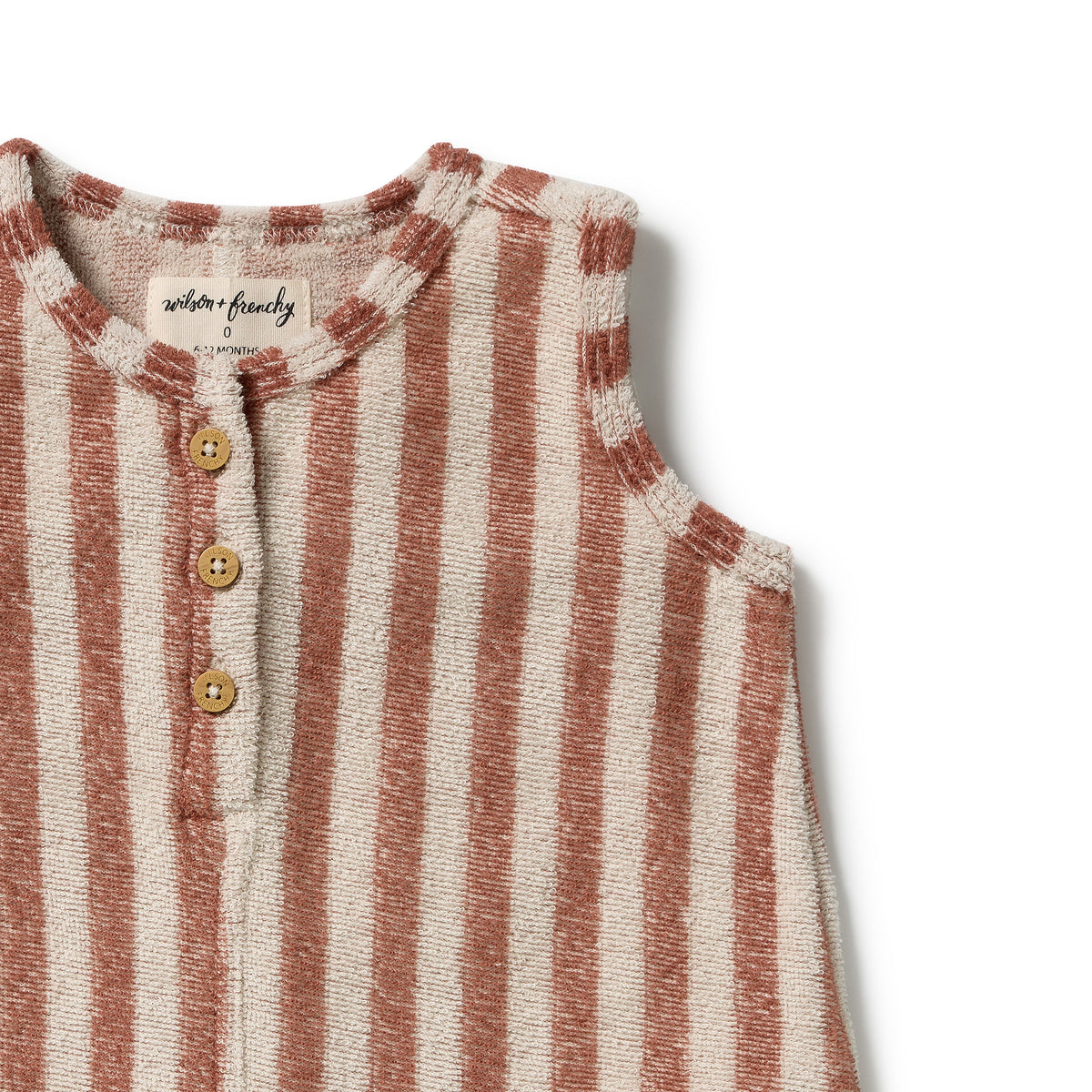 Wilson + Frenchy - Organic Terry Growsuit / Cherry Cola Stripe