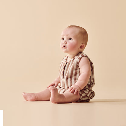 Wilson + Frenchy - Organic Terry Growsuit / Cherry Cola Stripe