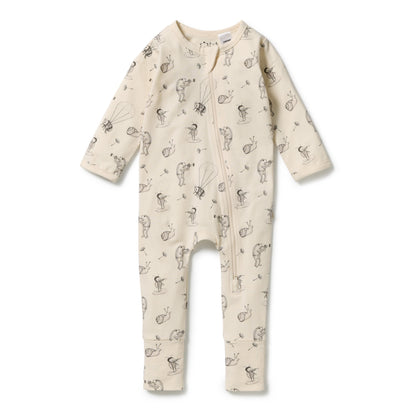Wilson + Frenchy - Organic Zipsuit with Feet / Whispering Willows