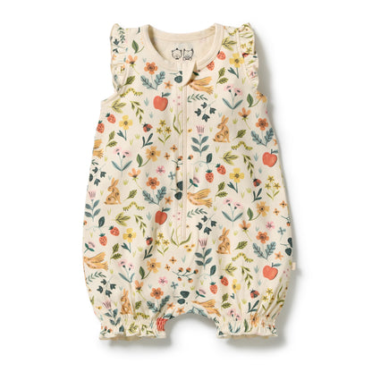 Wilson + Frenchy - Organic Ruffle Zipsuit / Summer Garden