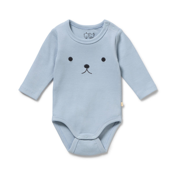Wilson + Frenchy - Organic Rib Long Sleeved Bodysuit / Storm Blue