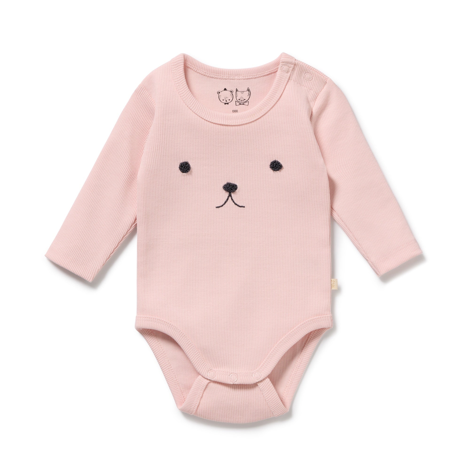 Wilson + Frenchy - Organic Rib Long Sleeved Bodysuit / Strawberry Cream
