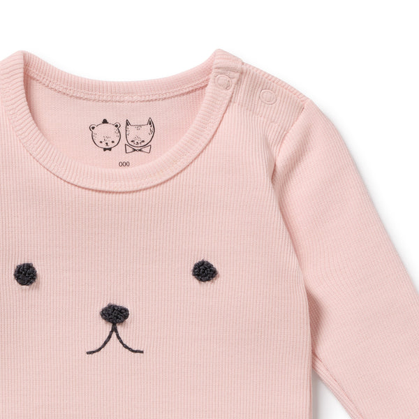 Wilson + Frenchy - Organic Rib Long Sleeved Bodysuit / Strawberry Cream