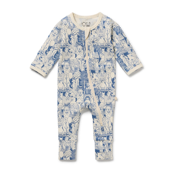 Wilson + Frenchy - Organic Zipsuit with Feet / Woodland Adventures