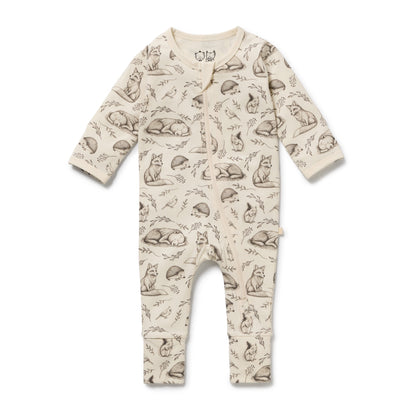 Wilson + Frenchy - Organic Zipsuit with Feet / Foxglove Forest