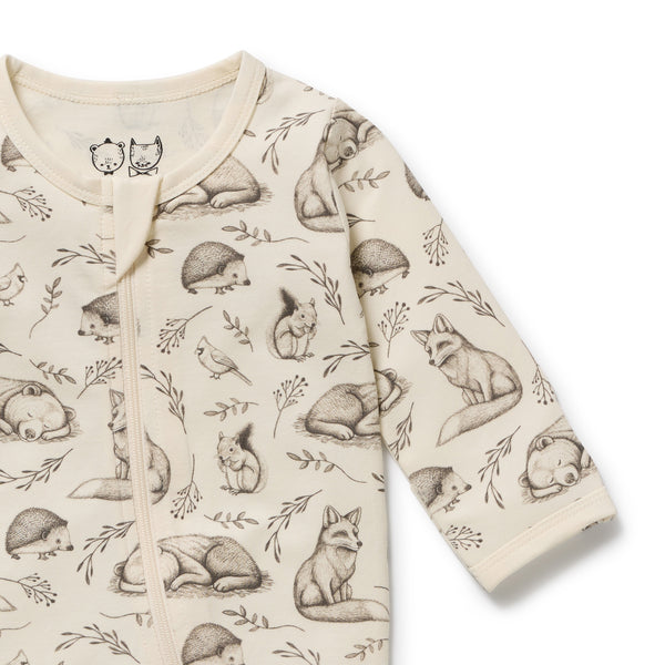 Wilson + Frenchy - Organic Zipsuit with Feet / Foxglove Forest