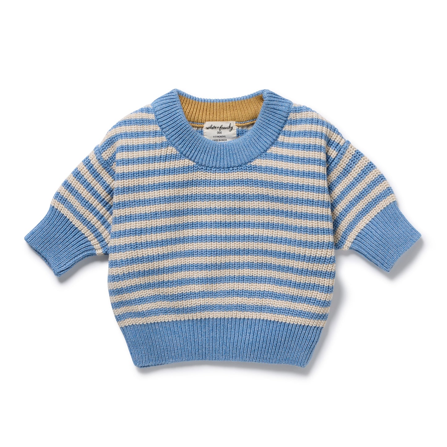 Wilson + Frenchy - Organic Knitted Stripe Jumper / Frosted Blue