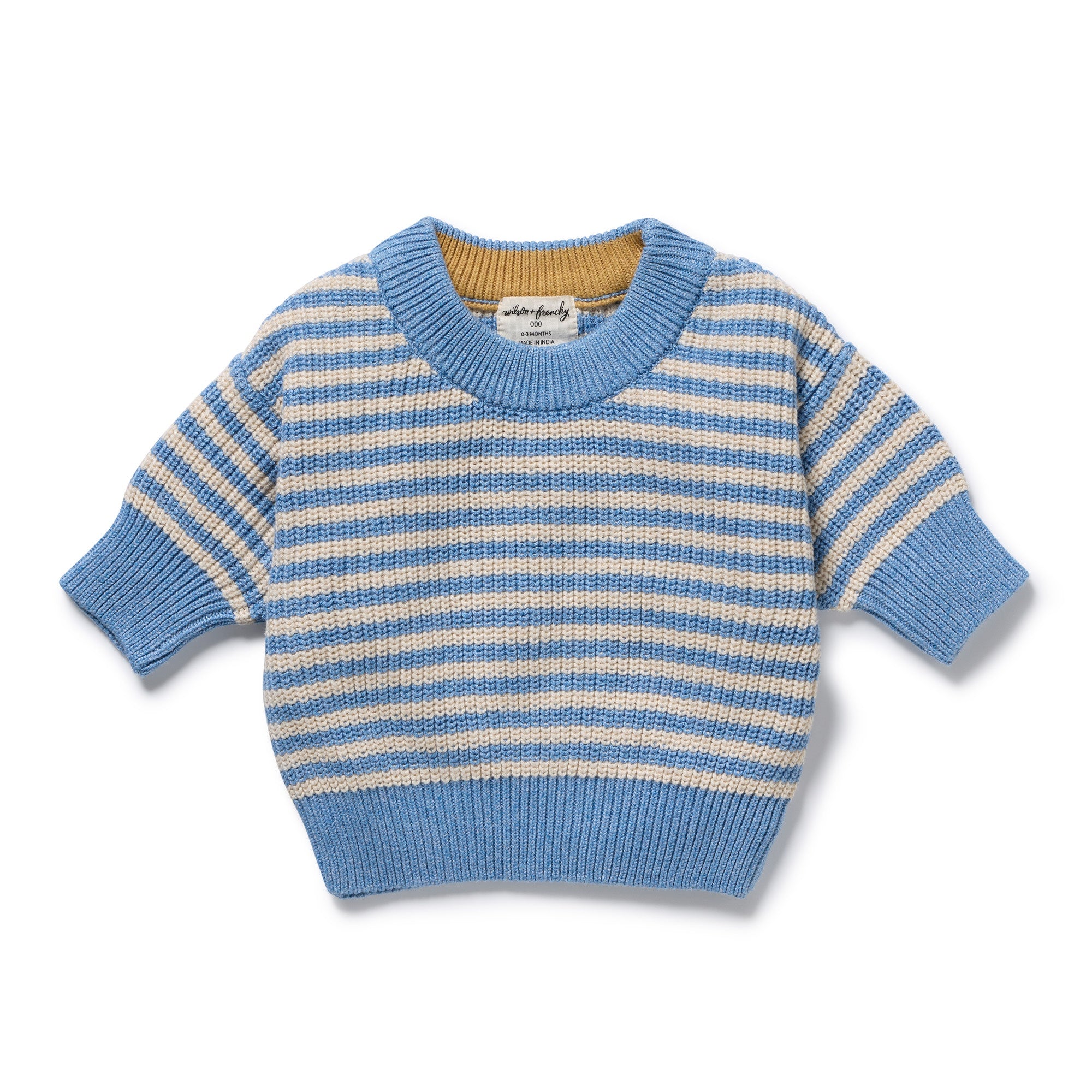 Wilson + Frenchy - Organic Knitted Stripe Jumper / Frosted Blue