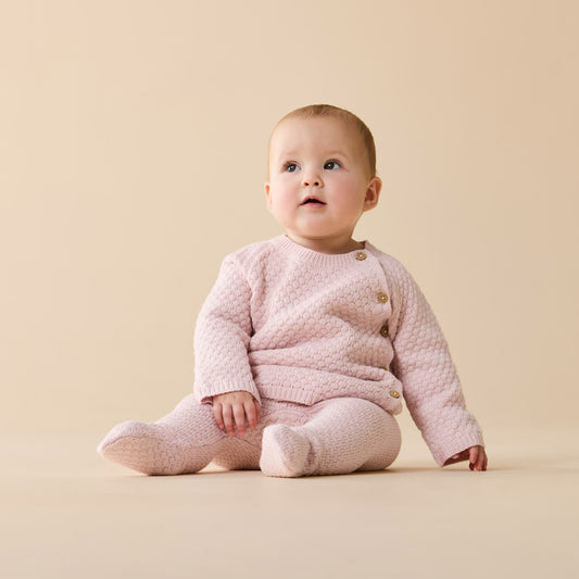 Wilson + Frenchy - Organic Knitted bubble Kimono Cardigan / Marshmellow