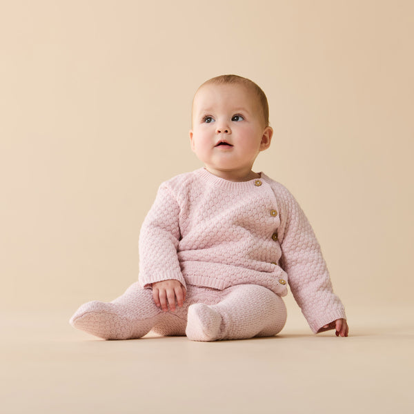 Wilson + Frenchy - Organic Knitted bubble Kimono Cardigan / Marshmellow