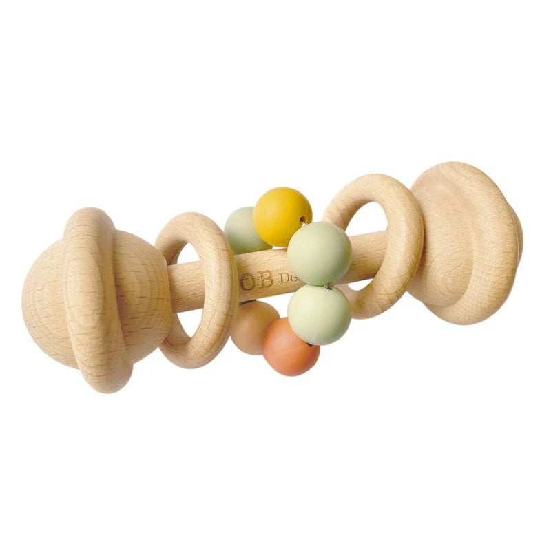 OB Designs - Wooden Rattle Toy / Pastel Multi Color