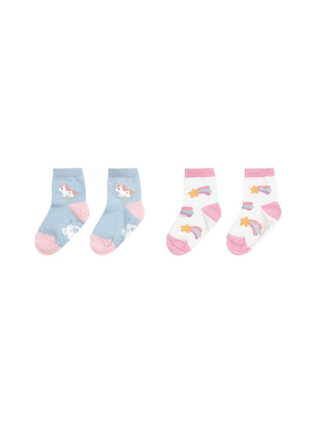 Huxbaby - Rainbow Unicorn 2pk Socks / Ice Water + White