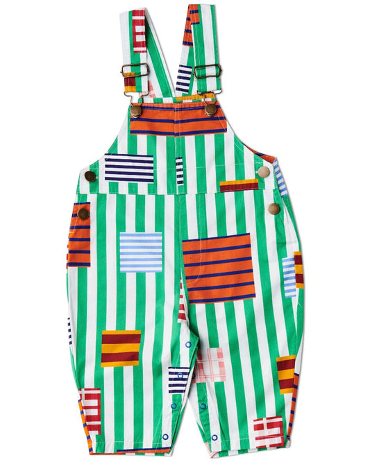 Kip & Co - Stripe On Stripe Baby Cotton Drill Overalls