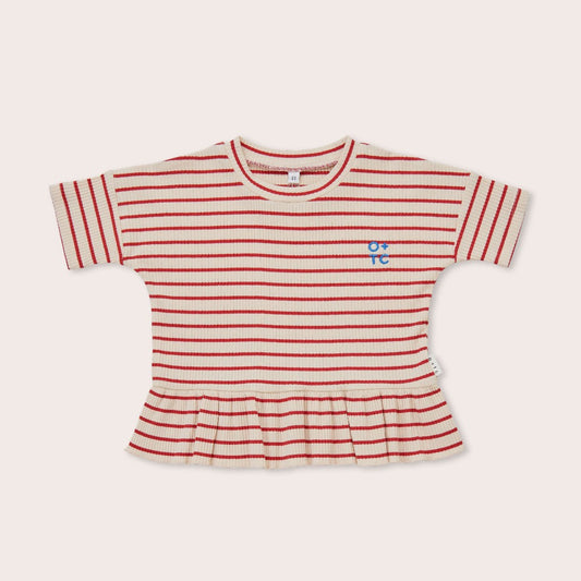 Olive + The Captain - Samba Stripe Boxy Frill Tee