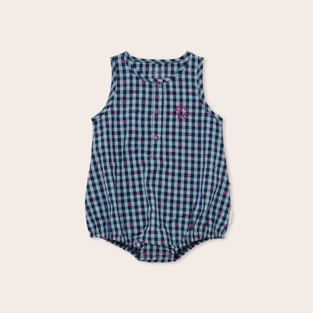 Olive + The Captain - Gingham Bows Bubble Romper / Navy