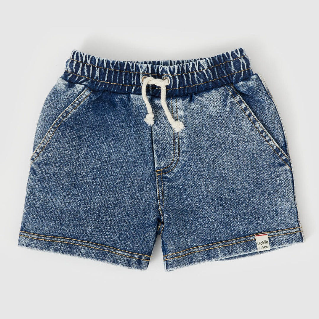 Goldie & Ace - Noah French Terry Denim Look Shorts / Dark Denim