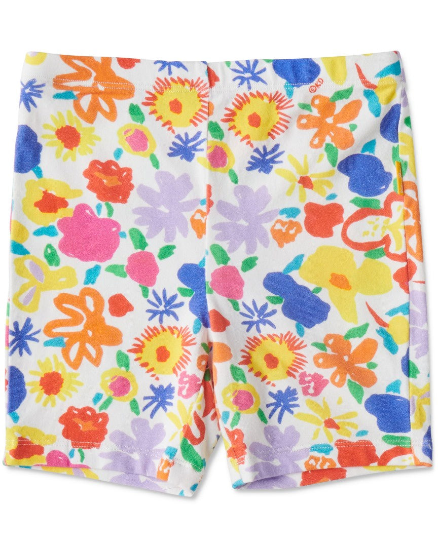 Kip & Co - Ken Done Summer Floral White Organic Cotton Bike Shorts