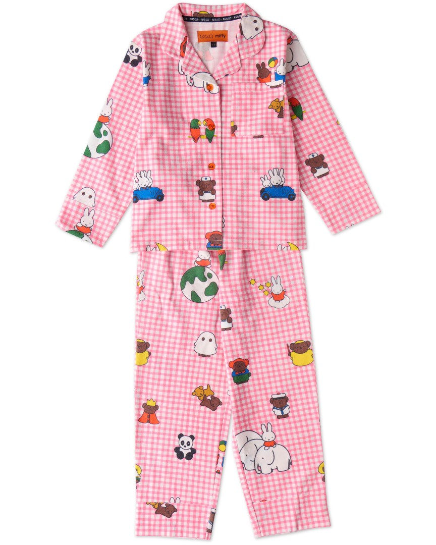Kip & Co - x Miffy - Miffy And Mates Kids Flannelette Long  Sleeve Shirt & Pant Pyjama Set