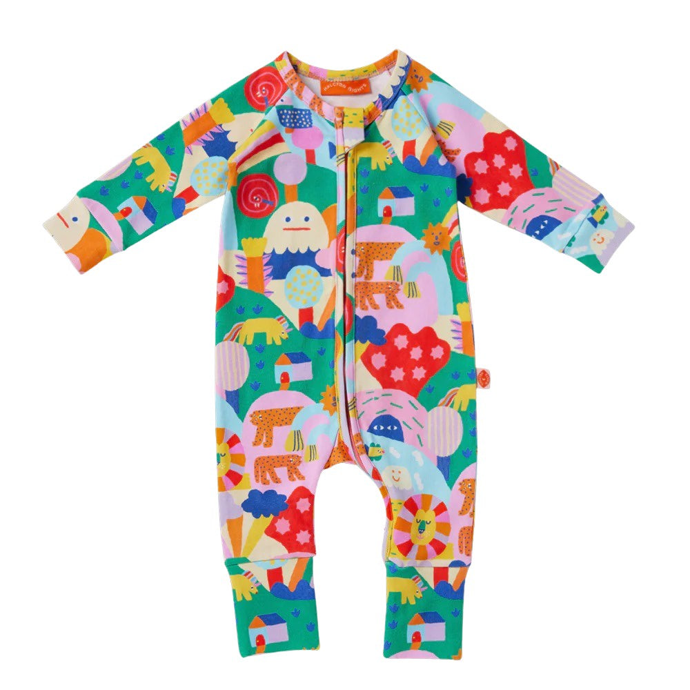 Halcyon Nights - Long Sleeve Romper / Rainbow Valley