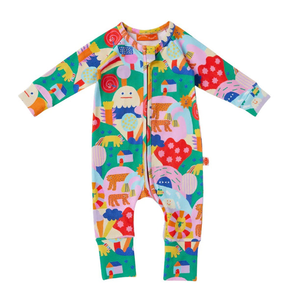 Halcyon Nights - Long Sleeve Romper / Rainbow Valley