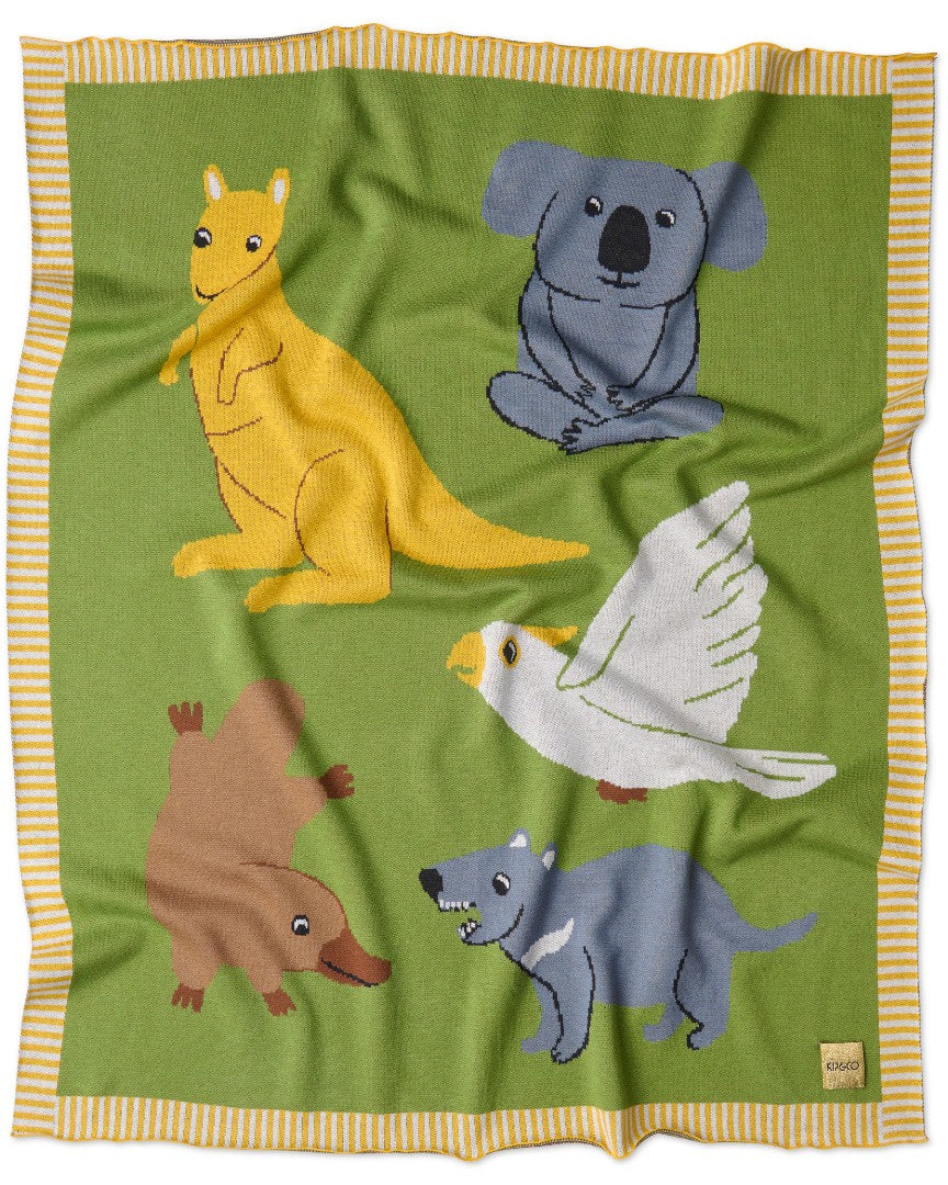 Kip & Co - Cotton Knitted Blanket / Home Among The Gum Trees